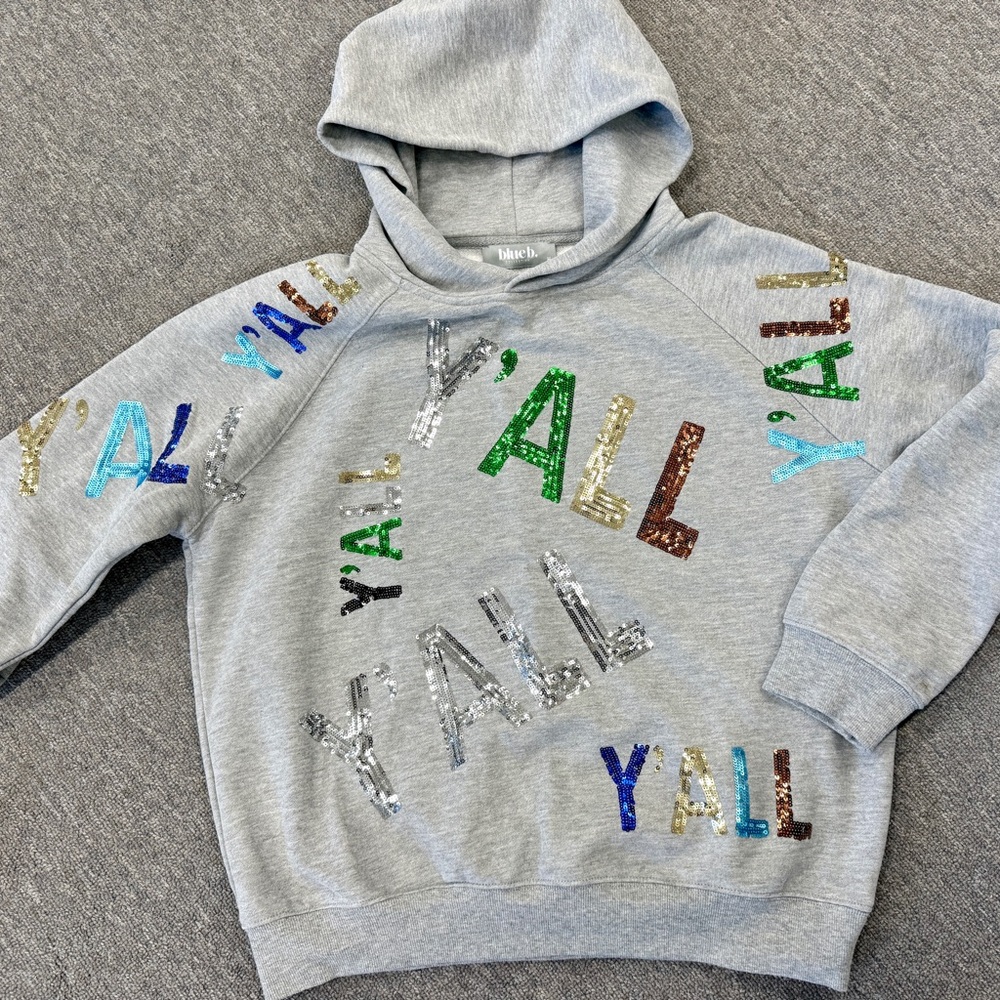 Trendy Gray Hoodie with Multicolor Sequin Design